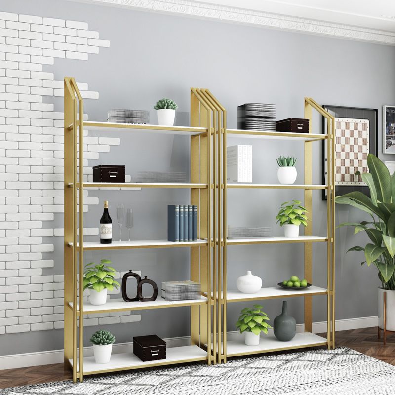 Glam Style Bookshelf Open Back Gold Bookcase for Home Office and Study Room Clearhalo 'Bookcases' 'furn' 'furn_bookcases' 'Furniture' 'furniture_bookcases' 'kitchen' 'kitchen_bookcases' 'Living Room Furniture' 'Office Furniture' 1200x1200_88d30536-94ca-4795-9a84-2db6e5a2960c