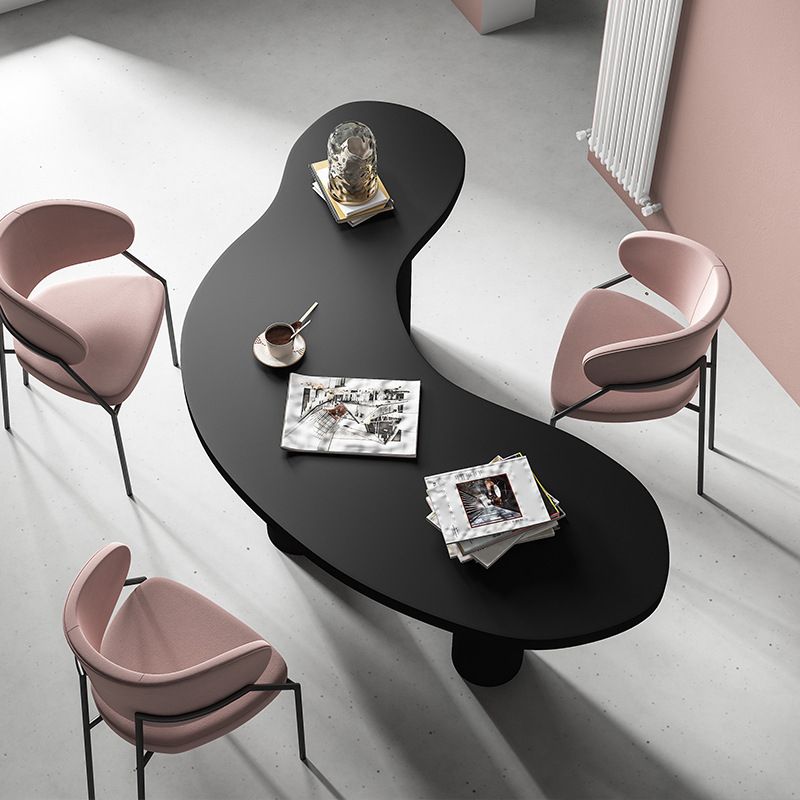 Ash Wood Office Desk Began Descripción de escritura industrial negro Parsons ergonómico