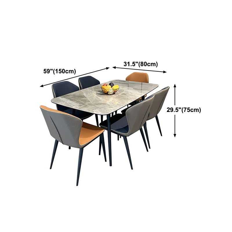 Modern Rectangle Stone Table 4 Legs Standard Height Kitchen Dining Table without Chair - Clearhalo