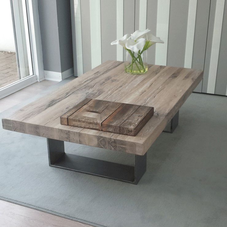 Tavolino in legno massiccio rettangolo tavolino marrone slitta, 17,71 "di alto livello