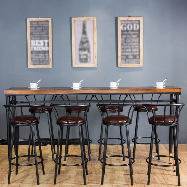 Rectangle Wood Top Counter Table Industrial 42-inch Metal 4 Legs Table for Dining Room Clearhalo 'Bar Furniture' 'Bar Tables' 'bar_tables' 'furn' 'furn_bar_tables' 'Furniture' 'furniture_bar_tables' 'Kitchen & Dining Furniture' 1200x1200_8ea42701-994a-46fe-a406-fc6e8c6c65dd