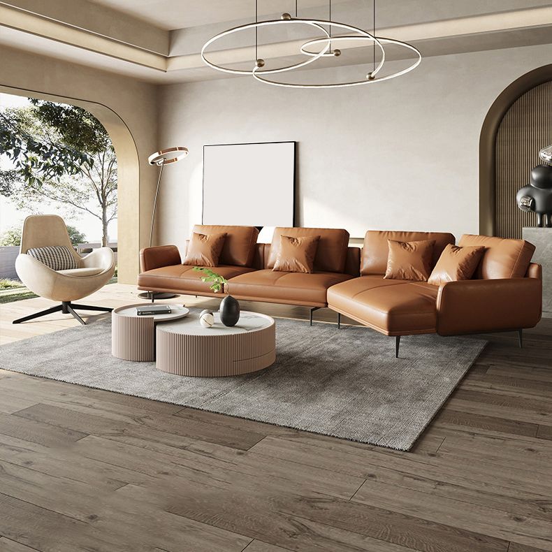 34"H Scandinavian Sectional Sofa Orange Sleeper Sectional with Pillows Clearhalo 'furn' 'furn_sectionals' 'Furniture' 'Living Room Furniture' 'Sectionals' 1200x1200_96efdf7a-6bba-4fb6-b639-dbc68bc099a6