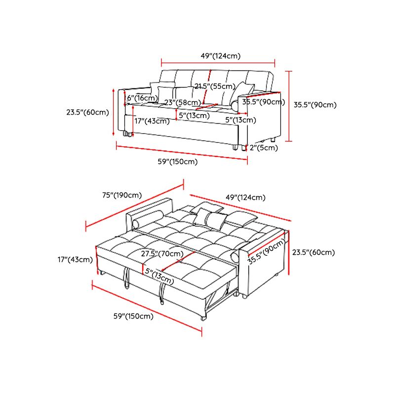 Blu 35.43 "divano da divano a letto largo letto con biscotto