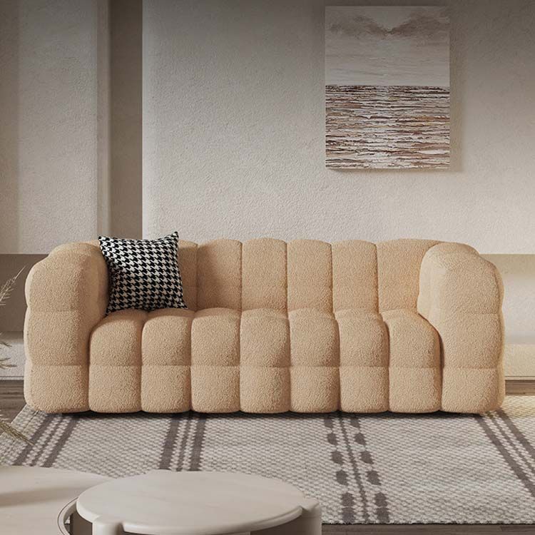 Brone Contemporary Wool Sofa with Biscuit Back and Tuxedo Arm