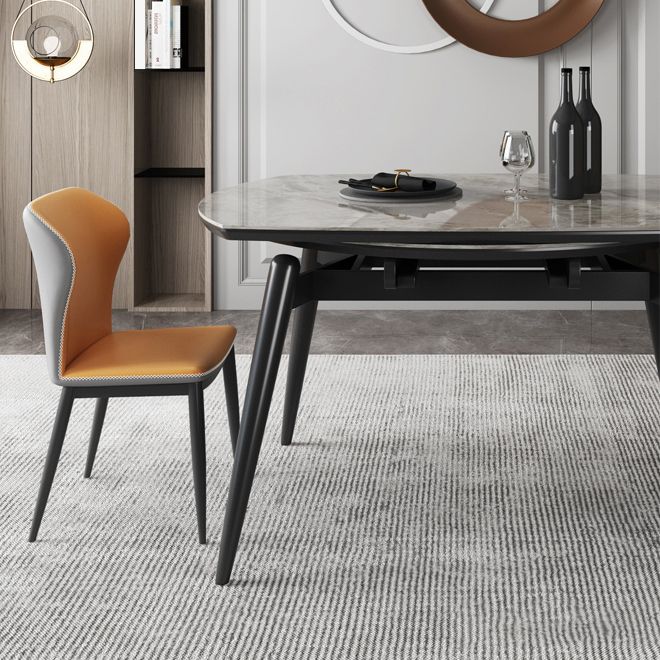 Sintered Stone Top Extendable Round Table in Grey for Restaurant Modern Dining Table with 4 Legs Clearhalo ' dining_table' 'Dining Tables & Seating' 'Dining Tables' 'furn' 'furn_dining_table' 'Furniture' 'furniture_dining_table' 'Kitchen & Dining Furniture' 'kitchen&dining_furn' 'kitchen' 'kitchen_dining_table' 1200x1200_9e2ae5d9-1cf5-4354-a853-75ebc86dcb3d