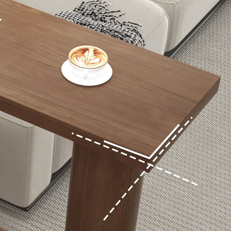 Bruine dennenhout rechthoekige staaftafel met opslag voor woonkamer