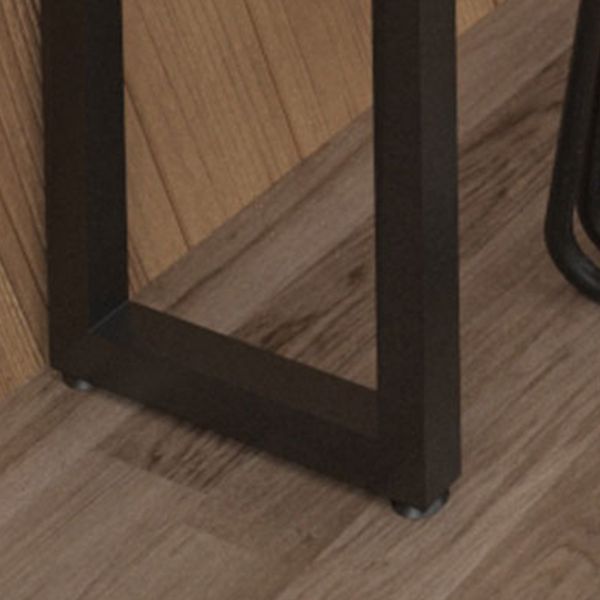 Mesa de altura de barra de rectángulo industrial mesa de barra de madera sólida con base de pedestal doble