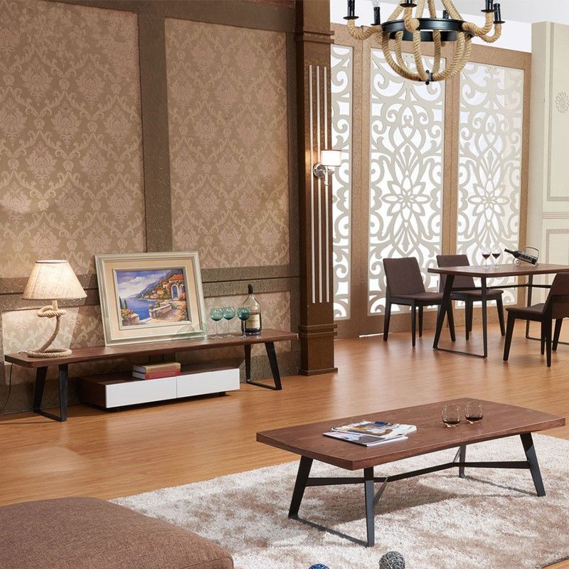 STAND TV da 16 "H in stile industriale console televisiva in legno massiccio marrone per soggiorno