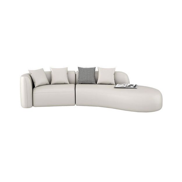 White Curved Seating Tight Back Tuxedo Arm Sofa for Living Room