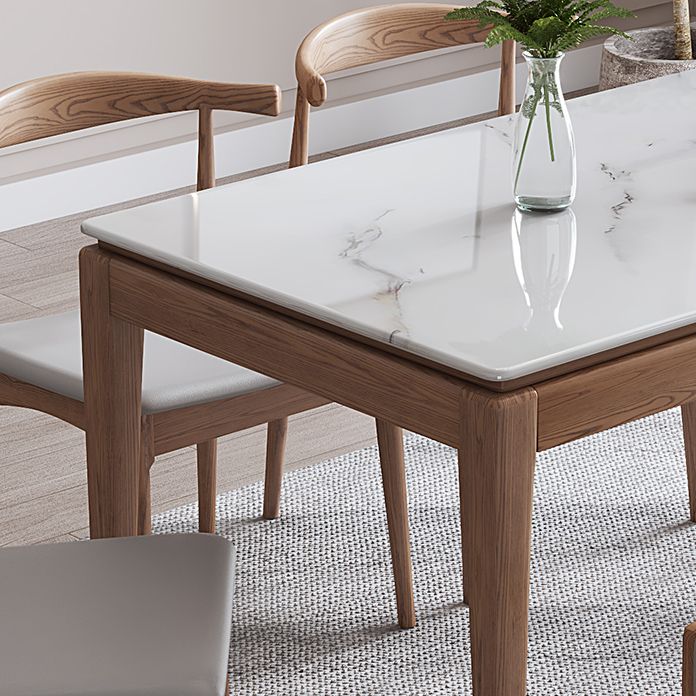 Rectangle Mid-Century Modern Dining Table White Sintered Stone Table with 4 Ash Solid Wood Legs Clearhalo ' dining_table' 'Dining Tables & Seating' 'Dining Tables' 'furn' 'furn_dining_table' 'Furniture' 'furniture_dining_table' 'Kitchen & Dining Furniture' 'kitchen&dining_furn' 'kitchen' 'kitchen_dining_table' 1200x1200_a67335a2-d95d-414e-8be3-99ea4dbda857