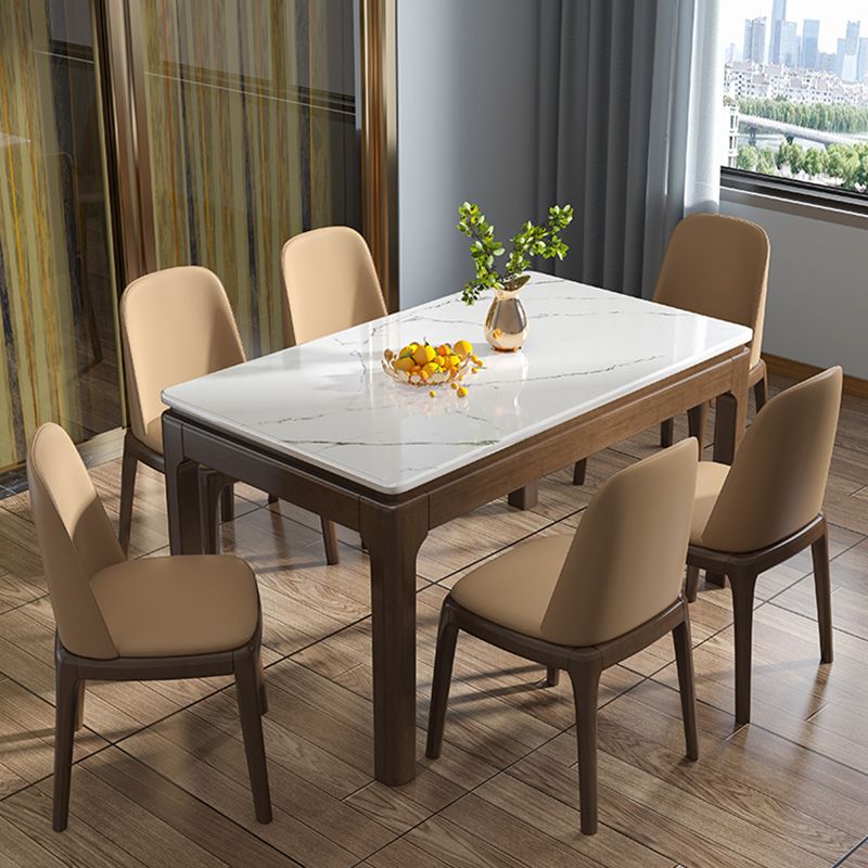 Marble Dining Table Mid-Century Style 4 Legs Base Rectangle Table for Home Clearhalo ' dining_table' 'Dining Tables & Seating' 'Dining Tables' 'furn' 'furn_dining_table' 'Furniture' 'furniture_dining_table' 'Kitchen & Dining Furniture' 'kitchen&dining_furn' 'kitchen' 'kitchen_dining_table' 1200x1200_a7f6dc32-de94-4049-aed6-1d87c9909e62