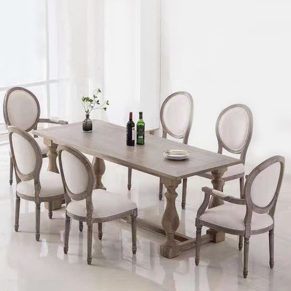 Farmhouse Style Fixed Solid Wood Dining Room Table with 4 Solid Wood Legs Kitchen Dining Set Clearhalo 'Dining Room Sets' 'Dining Tables & Seating' 'dining_room_set' 'furn' 'furn_dining_room_set' 'Furniture' 'furniture_dining_room_set' 'Kitchen & Dining Furniture' 'kitchen&dining_furn' 'kitchen' 1200x1200_ad1fb3c7-a67a-4dbc-960e-4e625f0848a2