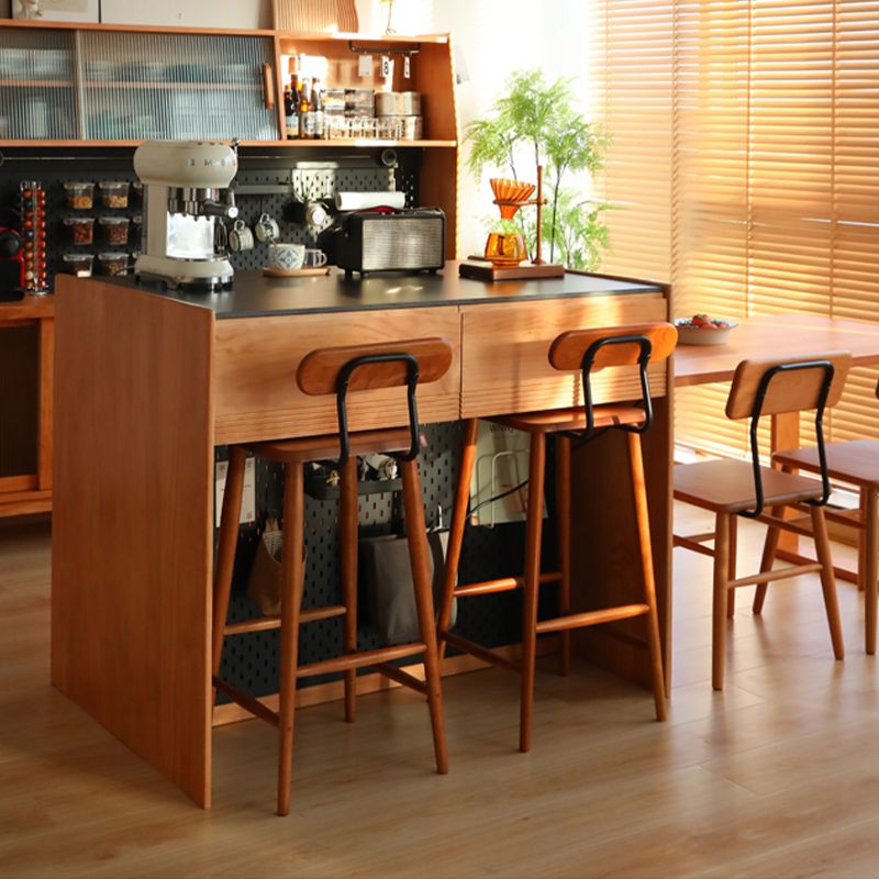 Tavolo da cucina rettangolare in pietra nera con base di ciliegia