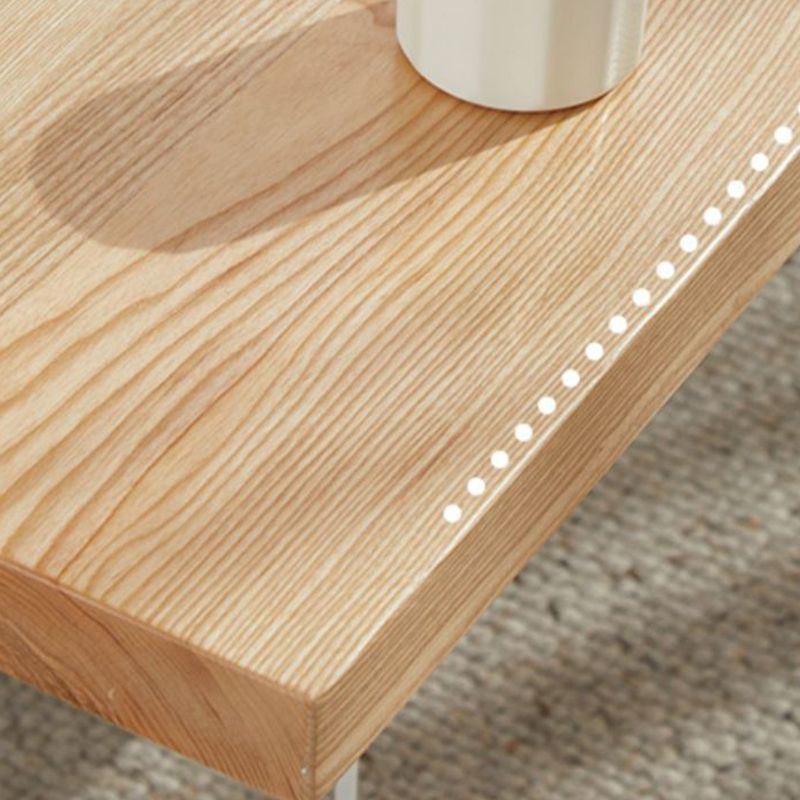 Mesa de café rectangular escandinavo con tapa de madera sólida y 2 patas acrílicas