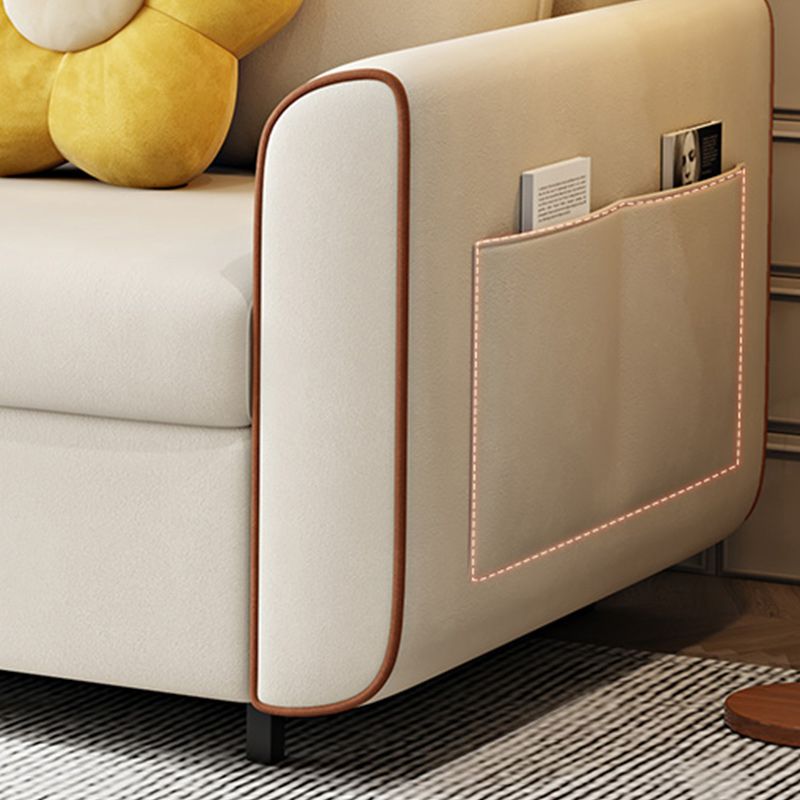 White Futon Sleeper Sofa Bed with Magazine Storage Convertible Sofas