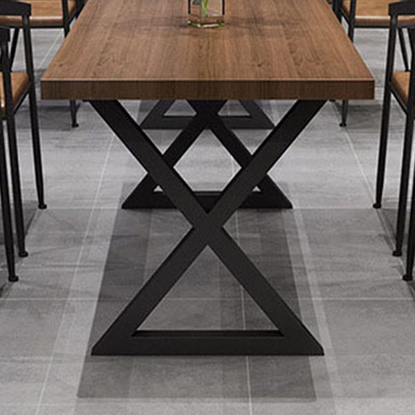 Solid Wood Dining Table Industrial Style Dining Table with Black Frame Clearhalo 'Dining Tables & Seating' 'Dining Tables' 'dining_table' 'furn' 'furn_dining_table' 'Furniture' 'Kitchen & Dining Furniture' 1200x1200_bfb32131-9310-45b8-9284-7cd5eea08b9a
