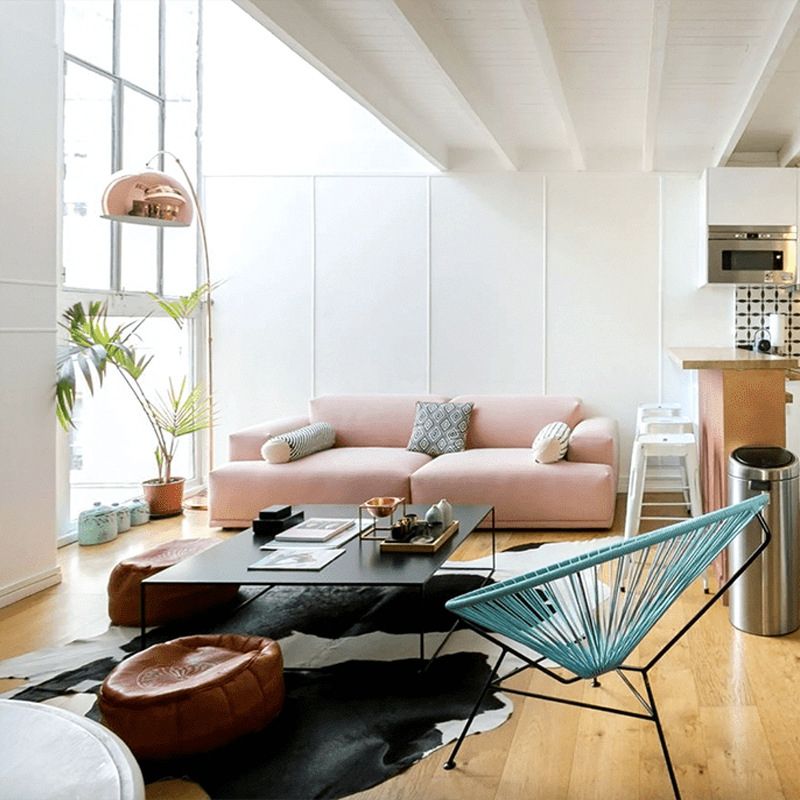 Mid-Century Modern Iron Coffee Table Black Finish Square Cocktail Table