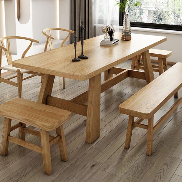 Rectangle Trestle Dining Site Table Solid Woodl Dining Room Collection for Indoor Clearhalo ' dining_table' 'Dining Tables & Seating' 'Dining Tables' 'furn' 'furn_dining_table' 'Furniture' 'furniture_dining_table' 'Kitchen & Dining Furniture' 'kitchen&dining_furn' 'kitchen' 'kitchen_dining_table' 1200x1200_c20fbd3f-5e6e-43c8-b02b-f3c633cec76f
