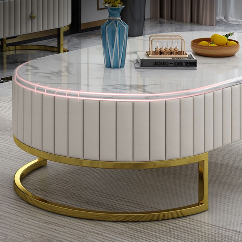 Stone Oval Top Coffee Desk Luxury Sintered Stone Coffee Table