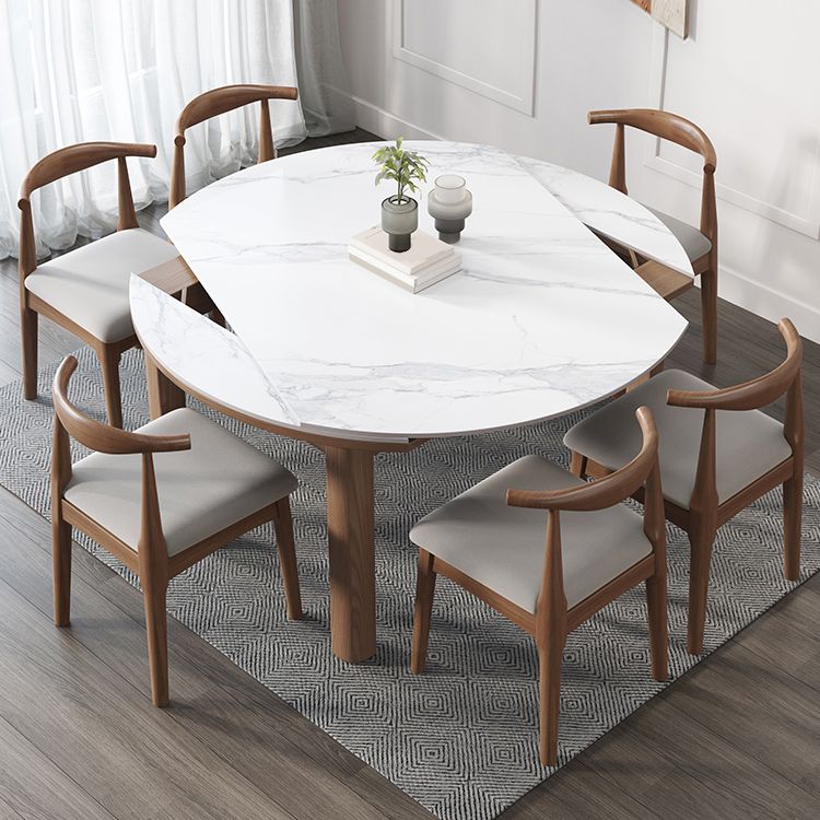 Contemporary Round Extendable Dining Table Sintered Stone Dining Table for Kitchen Clearhalo ' dining_table' 'Dining Tables & Seating' 'Dining Tables' 'furn' 'furn_dining_table' 'Furniture' 'furniture_dining_table' 'Kitchen & Dining Furniture' 'kitchen&dining_furn' 'kitchen' 'kitchen_dining_table' 1200x1200_c8015091-4d71-4992-91c3-94faef402039