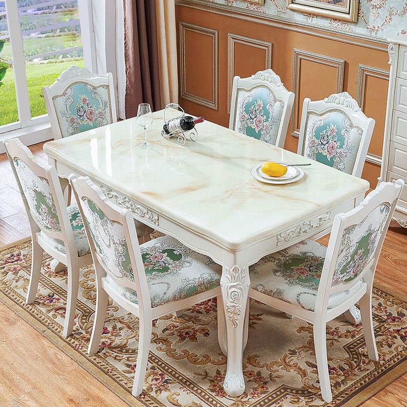 Nordic Sintered Stone Top Dining Set with 4 White Solid Wood Legs for Dining Furniture Clearhalo 'Dining Room Sets' 'Dining Tables & Seating' 'dining_room_set' 'furn' 'furn_dining_room_set' 'Furniture' 'furniture_dining_room_set' 'Kitchen & Dining Furniture' 'kitchen&dining_furn' 'kitchen' 1200x1200_cad700d8-74a4-4c37-906b-2fbfdf33a1d3