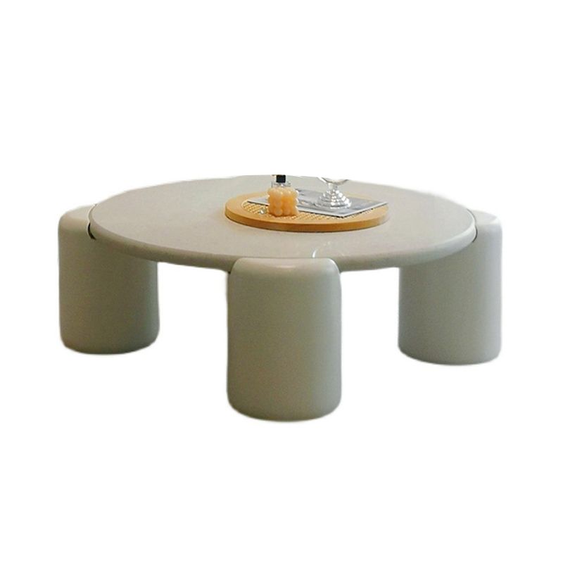 Scandinavian Round Wood Coffee Table with 4 Legs Coffee Table in White Clearhalo 'Coffee & Accent Tables' 'Coffee Tables' 'coffee_tables' 'furn' 'furn_coffee_tables' 'Furniture' 'Living Room Furniture' 1200x1200_cbebfbfb-a879-45bc-a2a8-cecd98eee1f3