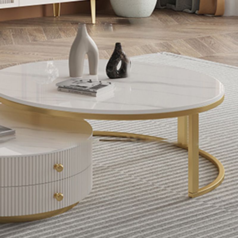 Frame Nesting Coffee Table Set Slate Glam Coffee Table with Drawers