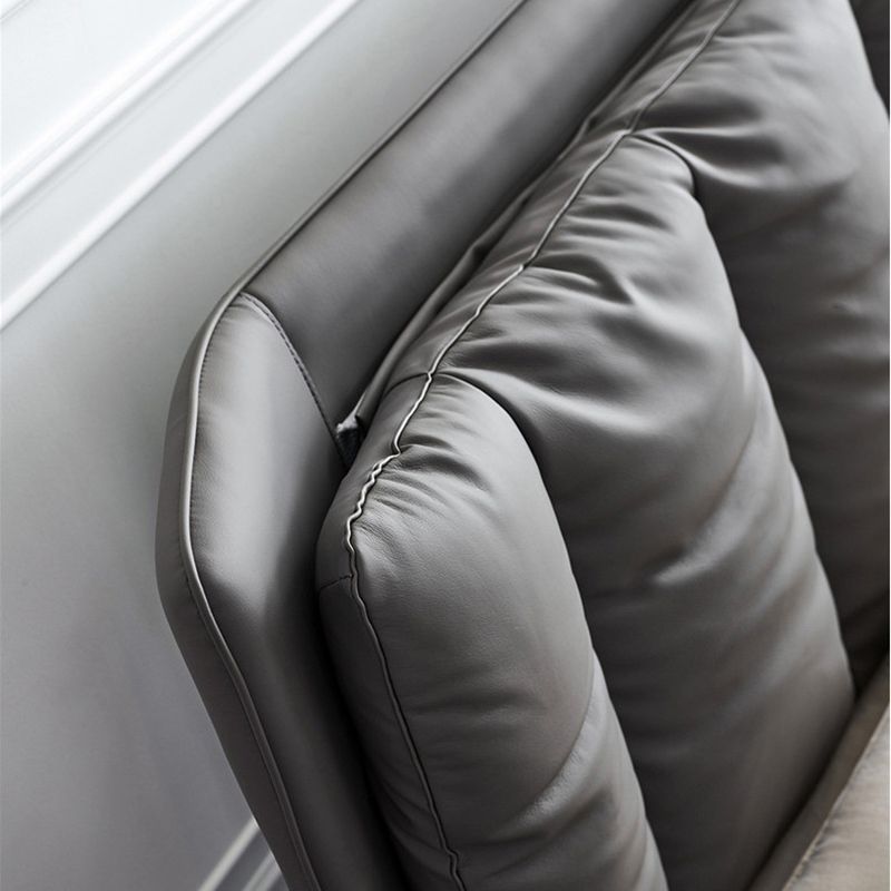 Letto a pannello in legno massiccio con testiera imbottita grigio letto