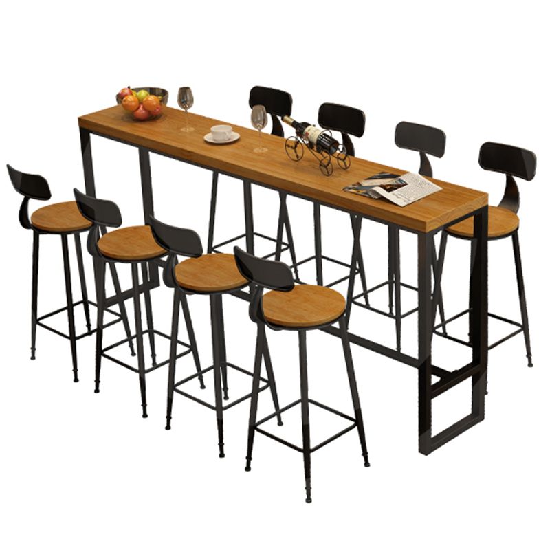 Tavolo da pranzo in legno in legno di pino tavolo da bar rettangolo industriale con base di cavalletto per balcone