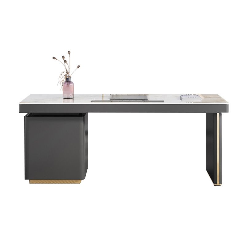 Modern Style Office Desk Rectangular Shape Task Desk with 2-Legs in Grey Clearhalo 'furn' 'furn_office_desk' 'Furniture' 'Office Desks' 'Office Furniture' 'office_desk' 1200x1200_d3a8a281-5813-462c-ac76-c7d1ffa3542b