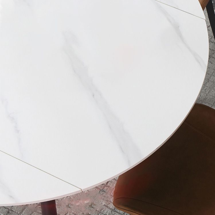 Modern Style Sintered Stone Dining Table White Round Home Table with 4 Legs Clearhalo ' dining_table' 'Dining Tables & Seating' 'Dining Tables' 'Furniture' 'furniture_dining_table' 'Kitchen & Dining Furniture' 'kitchen&dining_furn' 'kitchen' 'kitchen_dining_table' 1200x1200_d52ecc7d-0dfd-4833-8516-89c94a0b859f
