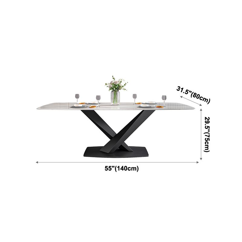 Traditional Luxury Rectangle Dining Table White Sintered Stone Table with Black Pedestal Base Clearhalo ' dining_table' 'Dining Tables & Seating' 'Dining Tables' 'furn' 'furn_dining_table' 'Furniture' 'furniture_dining_table' 'Kitchen & Dining Furniture' 'kitchen&dining_furn' 'kitchen' 'kitchen_dining_table' 1200x1200_d5b92823-8b21-4653-aaf8-e180100d5c97