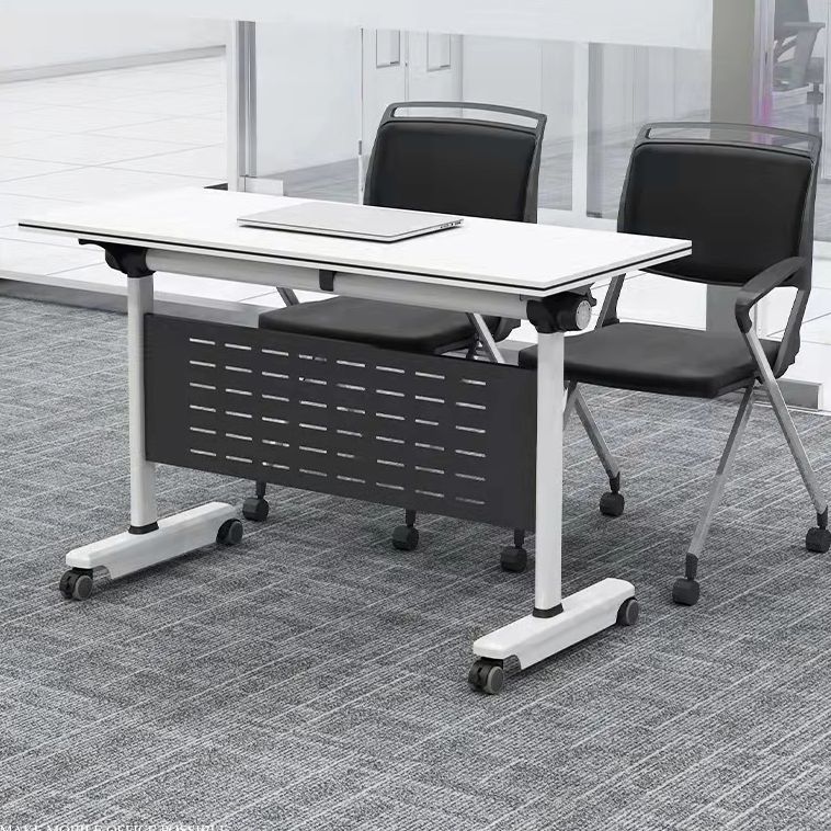 Escritorio plegable blanco escritorio fabricado con escritorio rectangular de madera fabricada con ruedas con ruedas