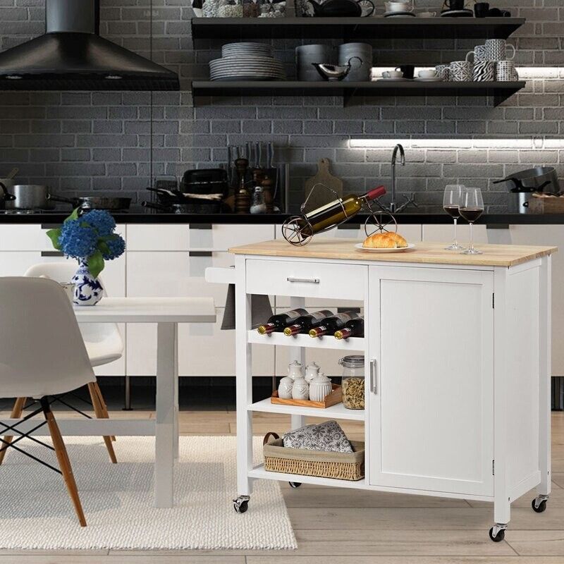 Modern Rolling Kitchen Cart Wood Rectangular Kitchen Island Cart with Towel Rack Clearhalo 'furn' 'furn_kitchen_islands_carts' 'Furniture' 'Kitchen & Dining Furniture' 'Kitchen Islands & Carts' 'kitchen_islands_carts' 1200x1200_dbaaf92d-429f-4fe9-a653-d95ef3a7c9ef