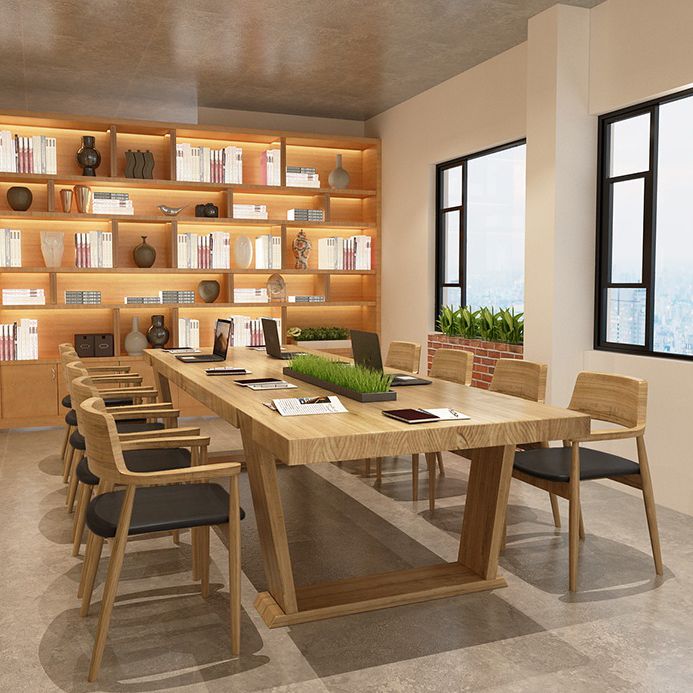 Mesa de reuniones de rectángulo de madera sólida de la oficina en casa escritura de escritura moderna