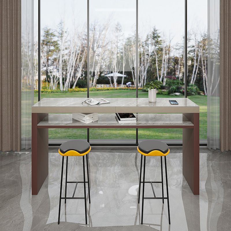 Industrielle Rechteck -Theke Tischstein Stange Tisch mit doppelter Sockel