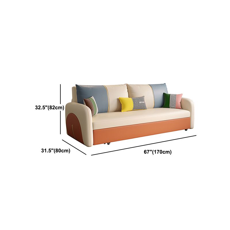 Faux Leather Square Arm Sofa Bed Contemporary Stain Resistant Convertible Sofa Clearhalo 'furn' 'furn_sofas' 'Furniture' 'Living Room Furniture' 'Sofa' 'sofas' 1200x1200_ed063dcb-f569-4d94-86a1-f445c4742e1d