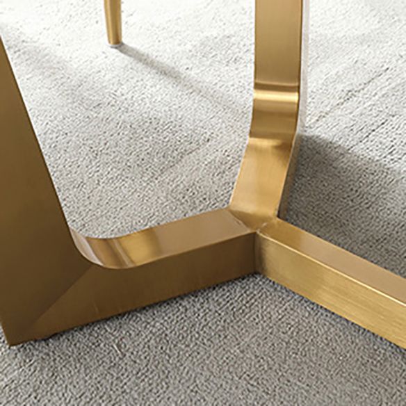 Modern Style Marble Dining Room Set with White Table and Gold Trestle Base for Home Use Clearhalo 'Dining Room Sets' 'Dining Tables & Seating' 'dining_room_set' 'Furniture' 'furniture_dining_room_set' 'Kitchen & Dining Furniture' 'kitchen&dining_furn' 'kitchen' 1200x1200_ef5e01a8-0031-4f07-a908-3f5be72b38b8