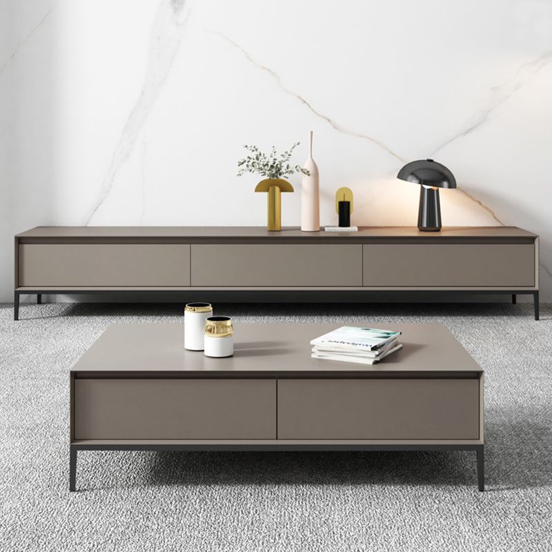 Scandinavian Wooden Media Console TV Stand 16.5" Height TV Stand with Drawers