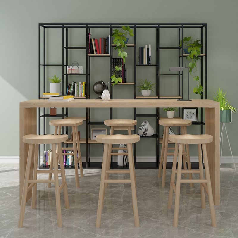 Moderno tavolo da bar rettangolare set 1/7 pezzi tavolo da bar in legno massiccio e sgabelli senza schienale