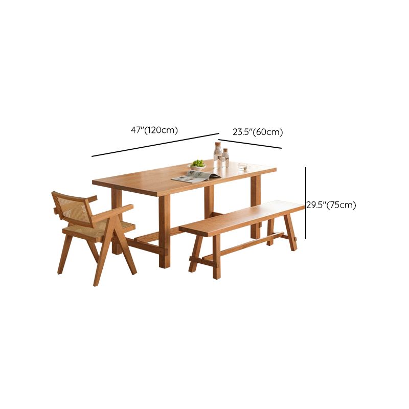 Contemporary Kitchen Dinner Table Rectangle Solid Wood Dining Table