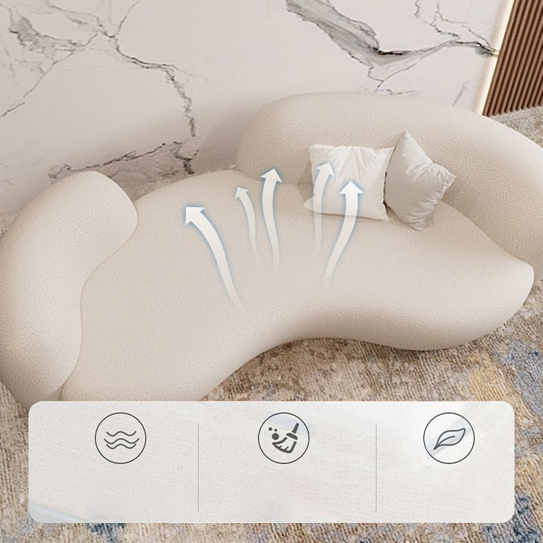 Sofá curvada de lana moderna con espalda apretada para sala de estar en blanco