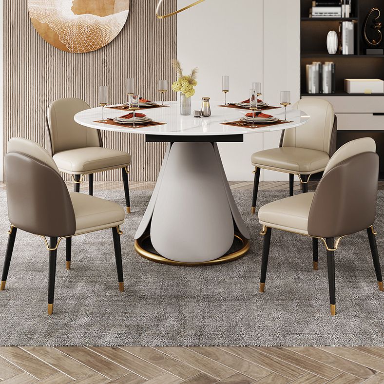 Modern Style Sintered Stone Round Dining Room Set Space-Saving Design Dining Table Furniture Clearhalo 'Dining Room Sets' 'Dining Tables & Seating' 'dining_room_set' 'furn' 'furn_dining_room_set' 'Furniture' 'furniture_dining_room_set' 'Kitchen & Dining Furniture' 'kitchen&dining_furn' 'kitchen' 1200x1200_f65b6622-7caf-419d-a892-ae74dd26c3a6