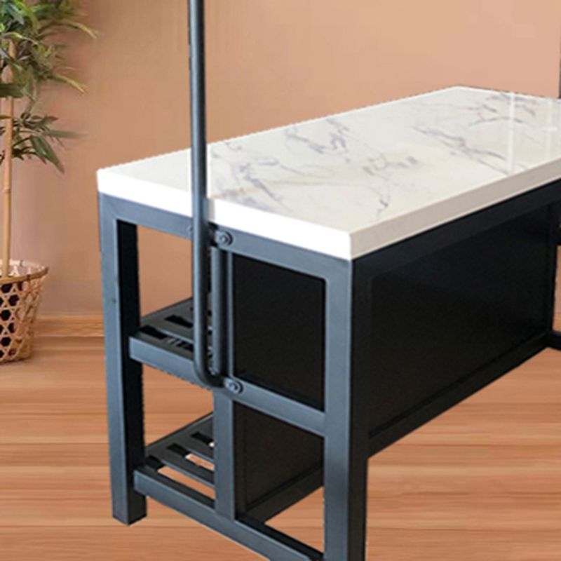 Moderne rechthoekige faux marmer keukeneiland tafel met potrek