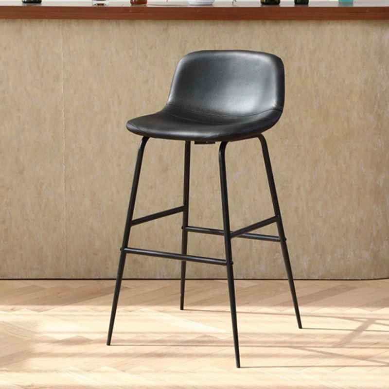 Faux Leather Dining Stools Industrial Bar Stools with Black Metal Base ...