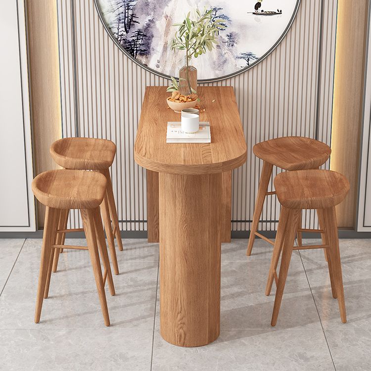 Industrial 41.3"H Bar Table Brown Wood Specialty Top Bistro Table with Double Pedestal Clearhalo 'Bar Furniture' 'Bar Tables' 'bar_tables' 'furn' 'furn_bar_tables' 'Furniture' 'furniture_bar_tables' 'Kitchen & Dining Furniture' 'kitchen&dining_furn' 'kitchen' 1200x1200_fc1e6c97-10e2-4922-980b-ec7f255253dd