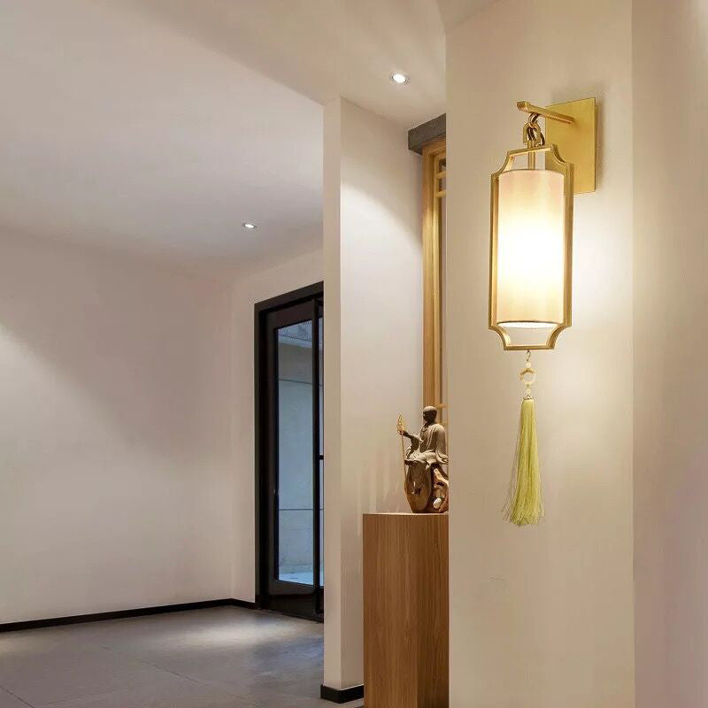 Gold Cylinder Wall Lighting Idea Traditional Metal 1 Light Living Room Sconce Light Fixture Gold Clearhalo 'Wall Lamps & Sconces' 'Wall Lights' Lighting' 12012139581_255819038