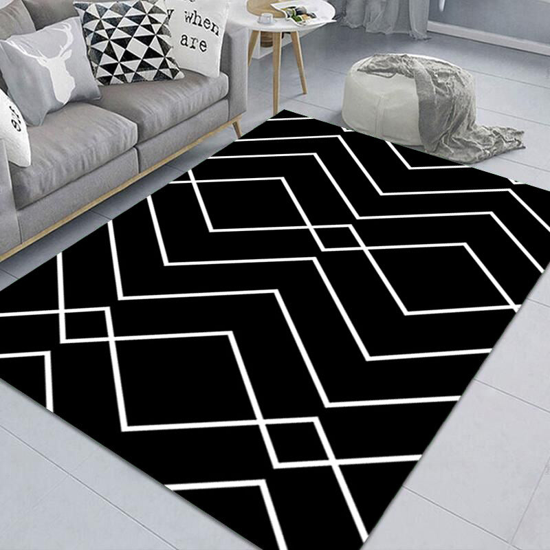 Minimalism Line Art Indoor Rug Dark Color Synthetics Rug Anti-Slip Pet Friendly Carpet for Family Room Black Clearhalo 'Area Rug' 'Modern' 'Rugs' Rug' 12325