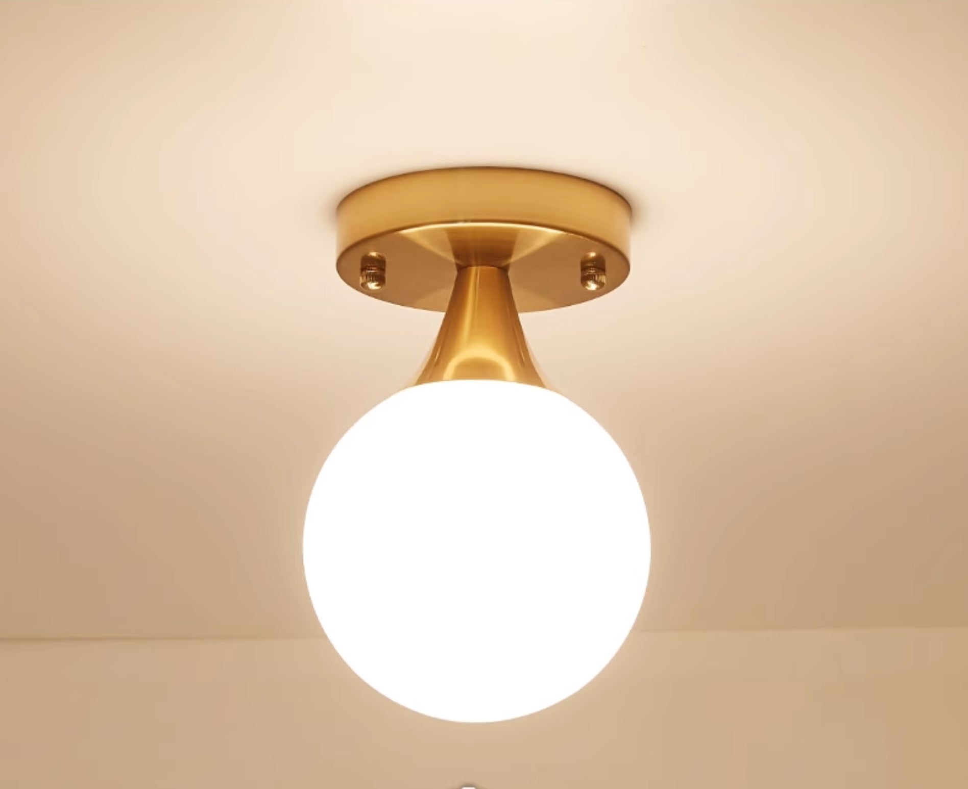 Ball Semi Flush Light Fixtures Contemporary Milk Glass Ceiling Mounted Light  for Hallway - Clearhalo, image size:1896x1546