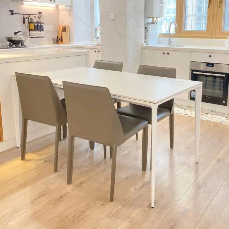 Modern Sintered Stone Top Standard Dining Set White Rectangle Shape Dining Set for Kitchen with 4 Chairs Clearhalo 'Dining Room Sets' 'Dining Tables & Seating' 'dining_room_set' 'Furniture' 'furniture_dining_room_set' 'Kitchen & Dining Furniture' 'kitchen&dining_furn' 'kitchen' 3348030